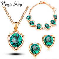 Magic Ikery New Arrival  Gold  Color Crystal Heart Fashion Costume Jewelry Sets for Women Necklace Earrings Sets MKL1331
