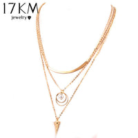 17KM Punk Style Necklaces Women Fashion Simulated Pearl Multilayer Chain Gold Color Necklace 2017 Trendy Jewelry Gift
