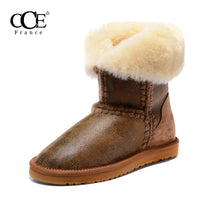 Free shipping>2016 CCE Fashion Top Quality Genuine Leather Sheepskin Fur keep warm women winter wool boots women Snow boot,C5836