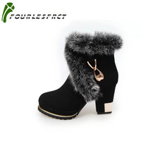 2017 Fashion Women Boots High Heels Ankle Boots Platform Shoes Brand Women Shoes Black Autumn Winter Botas Mujer Size 35-39