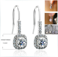 1Ct/piece Gentle Female Stud Earrings for Women 925 Sterling Silver Earring Stud hooked Cushion Cut Jewelry