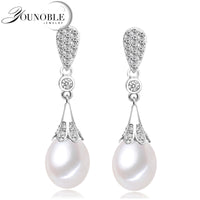 Genuine wedding freshwater pearl earrings for women,fashion natural pearl earrings 925 silver jewelry mom trendy best gift white