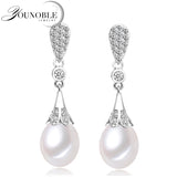 Genuine wedding freshwater pearl earrings for women,fashion natural pearl earrings 925 silver jewelry mom trendy best gift white