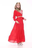 Double layer Appliques Waist daewoo nexia turkish islamic clothing robe fille dubai abaya pakistani dress muslim clothes Hot New