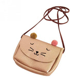 Cartoon cat mini shoulder messenger bag animal printing handbag PU leather small pouch bolsa feminina for women child kids girls