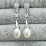 Genuine wedding freshwater pearl earrings for women,fashion natural pearl earrings 925 silver jewelry mom trendy best gift white