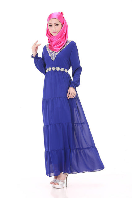 Double layer Appliques Waist daewoo nexia turkish islamic clothing robe fille dubai abaya pakistani dress muslim clothes Hot New