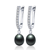 Top Sale natural pearl earrings,fashion925 sterling silver jewelry, Women Dangle Drop Earrings for Wedding/Party 3 colors