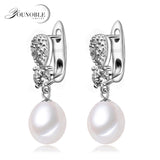 YouNoble real 925 silver earring with pearls for women,drop freshwater pearl earrings jewelry wedding mom daughter birthday gift