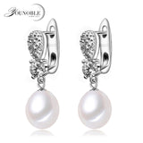 YouNoble real 925 silver earring with pearls for women,drop freshwater pearl earrings jewelry wedding mom daughter birthday gift