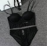 Sexy Mousse Hot Luxury lace 1/2 cup Y buckle beauty back  sexy women Lingerie push up bra set 19860