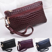 Promotion Women Handbags Alligator PU Leather Lady Girls Money Keys Cards Phone Envelope Tote Wrist Bags Zipper Purse Wallet Bag