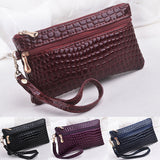Promotion Women Handbags Alligator PU Leather Lady Girls Money Keys Cards Phone Envelope Tote Wrist Bags Zipper Purse Wallet Bag