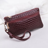Promotion Women Handbags Alligator PU Leather Lady Girls Money Keys Cards Phone Envelope Tote Wrist Bags Zipper Purse Wallet Bag