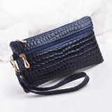 Promotion Women Handbags Alligator PU Leather Lady Girls Money Keys Cards Phone Envelope Tote Wrist Bags Zipper Purse Wallet Bag