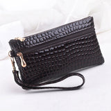 Promotion Women Handbags Alligator PU Leather Lady Girls Money Keys Cards Phone Envelope Tote Wrist Bags Zipper Purse Wallet Bag