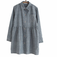 Long Sleeve Dress Shirt Women Clothes Mori Girl Grey Plaid Dress Vintage Tunic Vestido Basic Casual  Clothing for Female
