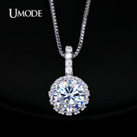 UMODE Multi Prongs Synthetic Cubic Zirconia Necklaces Heart and Arrows CZ Pendant Necklace with 8mm 2ct Cubic Zirconia UN0060