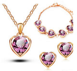 Magic Ikery New Arrival  Gold  Color Crystal Heart Fashion Costume Jewelry Sets for Women Necklace Earrings Sets MKL1331