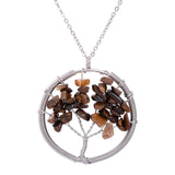 SEDmart Women Rainbow 7 Chakra  Tree Of Life Quartz Pendant Necklace Multicolor Wisdom Tree Natural Stone Necklace