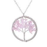 SEDmart Women Rainbow 7 Chakra  Tree Of Life Quartz Pendant Necklace Multicolor Wisdom Tree Natural Stone Necklace