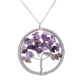 SEDmart Women Rainbow 7 Chakra  Tree Of Life Quartz Pendant Necklace Multicolor Wisdom Tree Natural Stone Necklace
