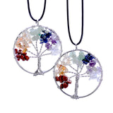 SEDmart Women Rainbow 7 Chakra  Tree Of Life Quartz Pendant Necklace Multicolor Wisdom Tree Natural Stone Necklace