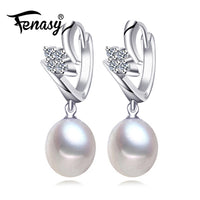 FENASY 2017 new 100% natural Pearl earring,  Pearl 925 Sterling Silver earrings,Birthday gift Jewelry Women Stud Earring ,E017
