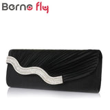 Diamond Lady Clutch Dinner Bags Party Elgant Cellphone Clutches Women Purse Chain Shoulder Bags Satin Silver Clutch Evening Bag