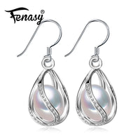 FENASY Pearl drop earrings Pearl Jewelry retro Choker for Women Casual Jewelry Pearl 925 Sterling Silve Charm Bohemia earrings