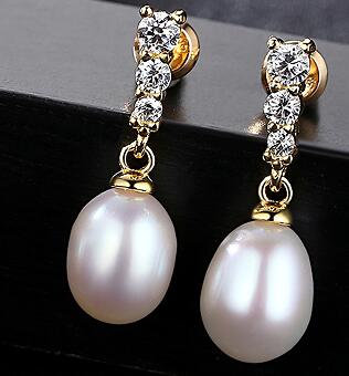 PAG&MAG Brand Classic Small Stud Earrings AAAAA Freshwater 8-9mm Natural Pearl S925 Silver Stud Fashion Earrings Box Free