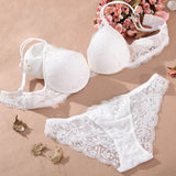 Shitagi Woman Sexy Lingerie Lace Bra Gather Adjustable Intimate Push Up Young Bra And Panty Sets A B C Cup Deep V-neck Underwear