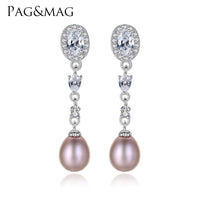 PAG&MAG Luxury Freshwater Women Long Earrings 925 Sterling Silver Wedding Jewelry Earrings for Bridals Factory Wholesale