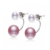 ZHIXI Double Pearl Earrings Pearl Jewelry 925 -Sterling-Silver Natural Freshwater Pearl Stud Earrings Trendy Birthday Gift E169