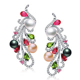 [MeiBaPJ] 925 Silver Freshwater Colourful Pearl Stud Earring Natural Pearl Phoenix Earrings Pearls Jewelry For Women