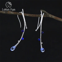 Lotus Fun Real 925 Sterling Silver Natural Creative Handmade Fine Jewelry Ethnic Tree Branch Dangle Earrings for Women Brincos