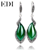 EDI Vintage Thai 925 Silver Garnet Wedding Drop Earring 925 Sterling Silver Statement Charm Big Earrings Women Jewelry