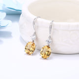 DOUBLE-R 6.9ct Genuine Natural Blue Topaz Pure 925 Sterling Silver Dangle Earrings for Women Wedding fine Jewelry Drop Earrings