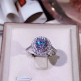 Real 925 Sterling Silver Wedding Rings for Women Round White & Pink Cubic Zirconia Engagement Fine Jewelry Bridal Accessories