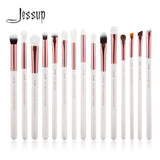 Jessup Pearl White/Rose Gold Professional Makeup Brushes Set Make up Brush Tools kit Eye Liner Shader natural-synthetic hair