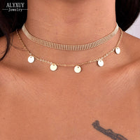 ALYXUY jewelry New fashion trendy round bead chain link choker necklace gift for women girl N2154