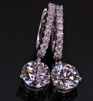 Round Paved Earrings Drop 1CT/Piece Lovely Diamond Earrings For Women Wedding Sterling Silver Earrings Jewelry