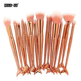 6-15PCS Mermaid Makeup Brushes Set Foundation Blending Powder Eyeshadow Contour Concealer Blush Cosmetic Beauty Make Up Tool Kit