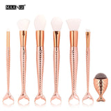 6-15PCS Mermaid Makeup Brushes Set Foundation Blending Powder Eyeshadow Contour Concealer Blush Cosmetic Beauty Make Up Tool Kit