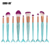 6-15PCS Mermaid Makeup Brushes Set Foundation Blending Powder Eyeshadow Contour Concealer Blush Cosmetic Beauty Make Up Tool Kit