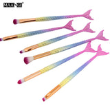 6-15PCS Mermaid Makeup Brushes Set Foundation Blending Powder Eyeshadow Contour Concealer Blush Cosmetic Beauty Make Up Tool Kit