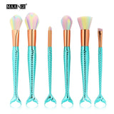 6-15PCS Mermaid Makeup Brushes Set Foundation Blending Powder Eyeshadow Contour Concealer Blush Cosmetic Beauty Make Up Tool Kit