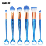 6-15PCS Mermaid Makeup Brushes Set Foundation Blending Powder Eyeshadow Contour Concealer Blush Cosmetic Beauty Make Up Tool Kit