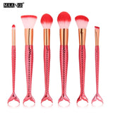6-15PCS Mermaid Makeup Brushes Set Foundation Blending Powder Eyeshadow Contour Concealer Blush Cosmetic Beauty Make Up Tool Kit