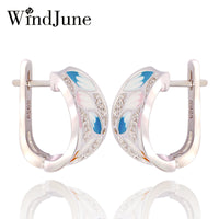 WindJune Enamel Stud Earring for Women 925 Silver Earring Cubic Zirconia Boho Jewelry Pendientes Largos dames oorbellen bohemien